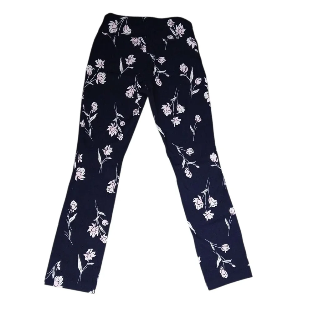 Joe Benbasset Women's Blue With Floral Pattern Strech Skinny Pants Size XS‎